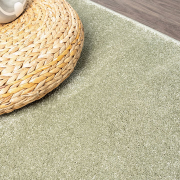Haze Solid Low-pile Area Rug Green
